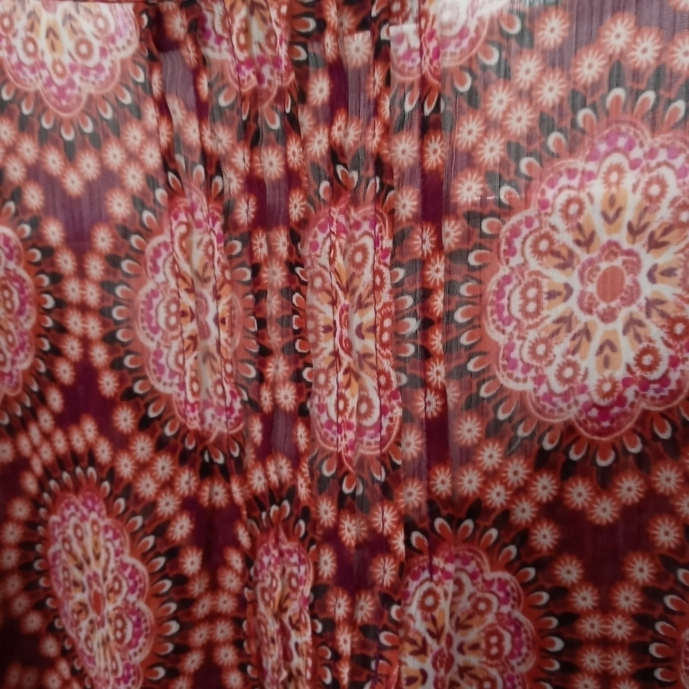 Rose & Olive Paisley Sheer Long Sleeve Blouse With Tassel Ties At Front. - Picture 8 of 9